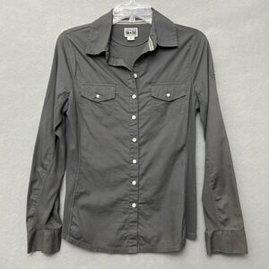 Converse One Star Button Down Shirt Mens Medium Grey Ribbed Side Panels Utility